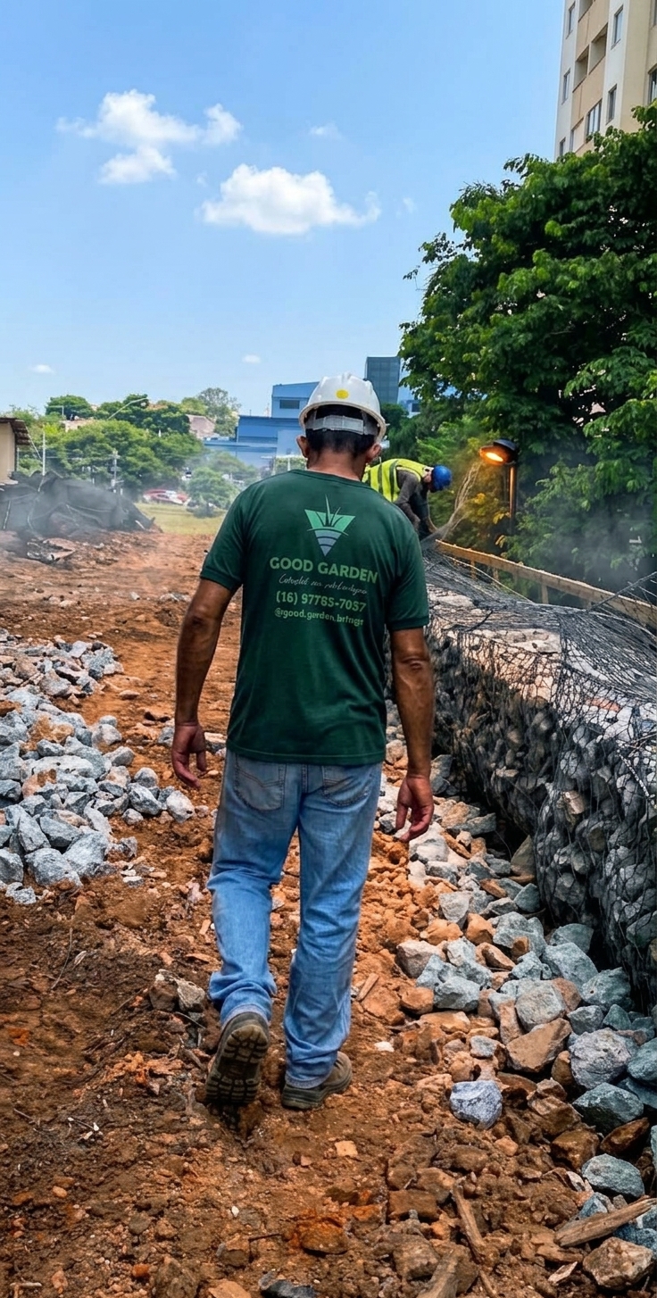 Equipe da Good Garden em execução de paisagismo